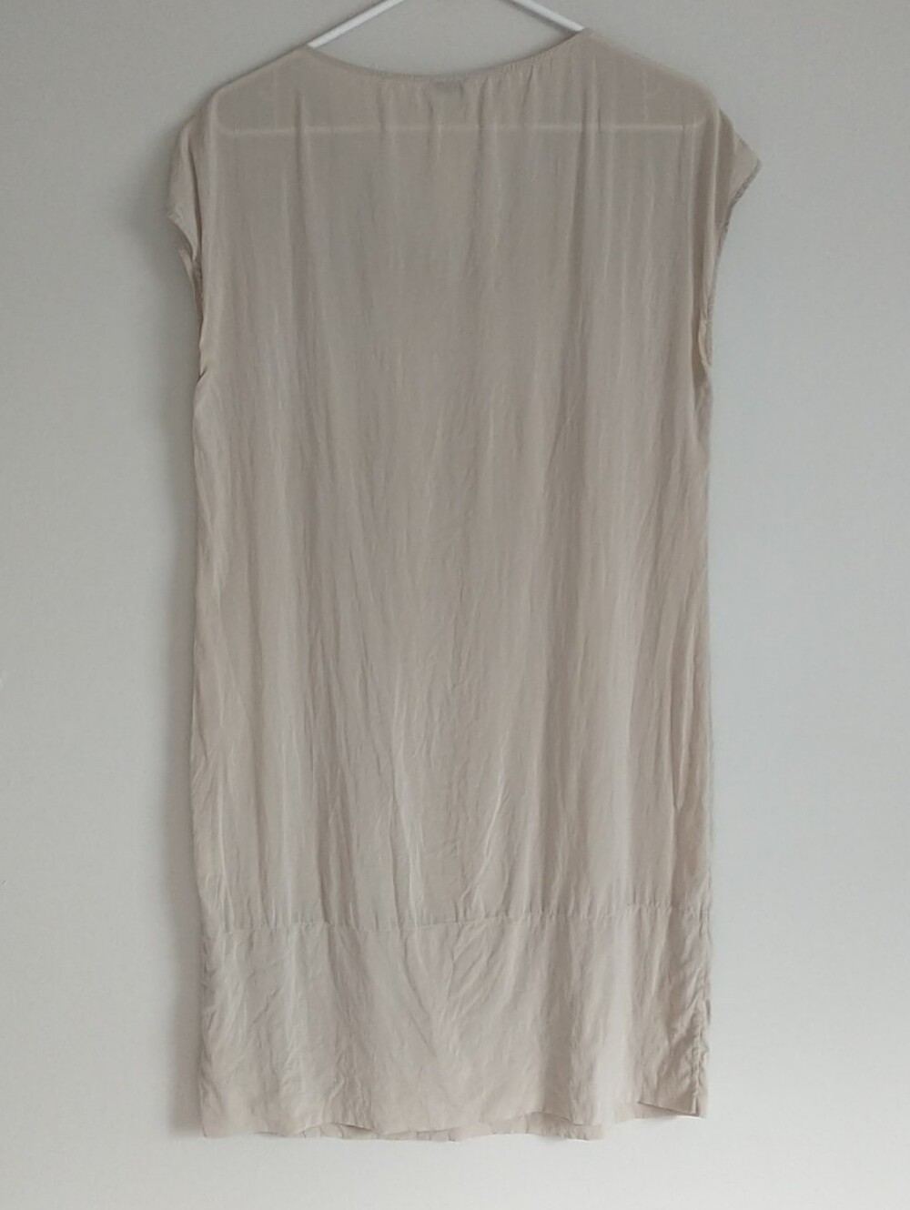 BRUNELLO CUCINELLI Shift Dress M Beige Silk V Neck*READ - Picture 4 of 14